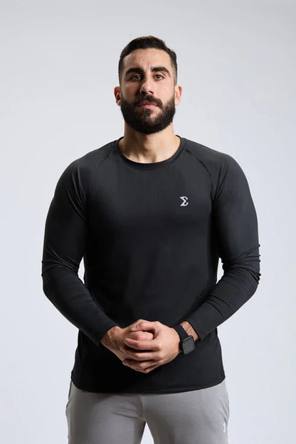 Men's Black Long-Sleeve Performance Shirt