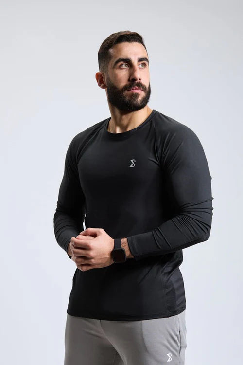 Men's Black Long-Sleeve Performance Shirt