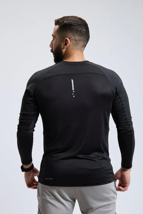 Men's Black Long-Sleeve Performance Shirt